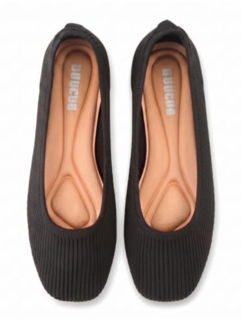 Women's Knit Foldable Ballet Flats Square Toe Slip-On Comfort Shoes